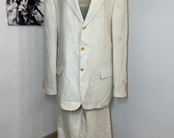 Vintage Ted Lapidus Paris (Christian Dior's intern) Linen Men's Suit Size 54 (XL)