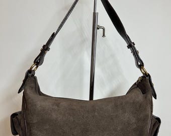 Ralph Lauren Suede Shoulder Vintage Small Bag – 90s Brown Baguette Hobo Purse