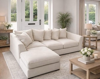 4 Seater L-Shaped Sectional Sofa Luxury Brane New UK Made  Living Room Couch