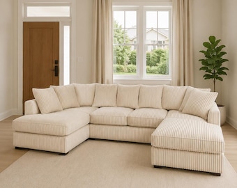 U Shape Sofa jumbo cord fabric with the choice of multiple colours