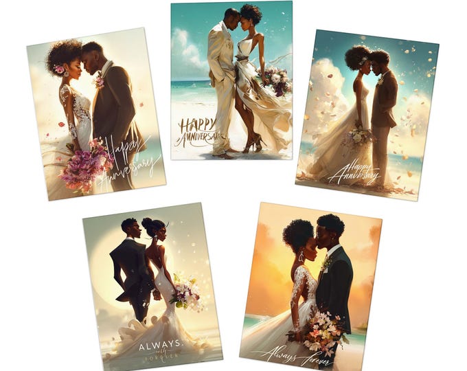 Anniversary Greeting Cards - Unique Designs, Love Notes (5-Pack)
