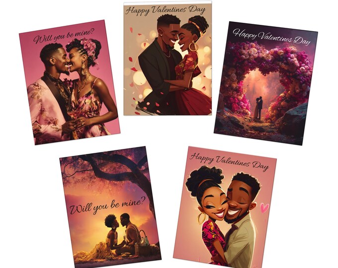 Valentine's Day Greeting Cards, Romantic Love Note, 5-Pack