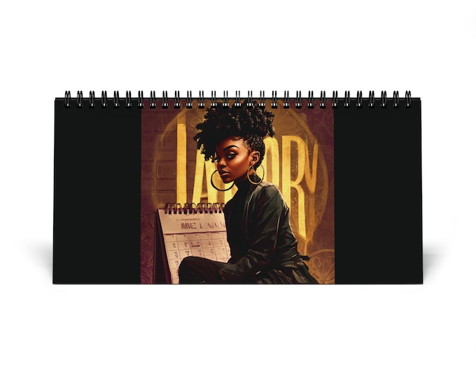 Melanated Queen Desktop Calendar (2026 grid)