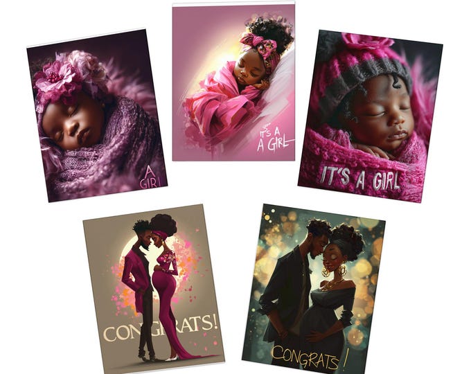New Edition Cards for Baby Girl (5-Pack)