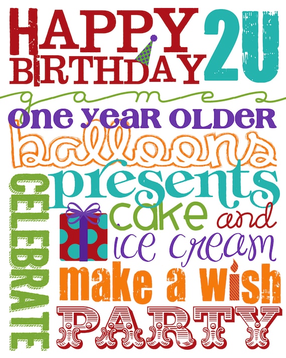 Colorful Birthday Subway Art to display in a frame for that | Etsy