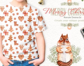 new christmas Watercolor Clipart Set, Holiday PNG Bundle (Commercial Use)