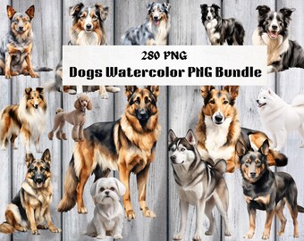 Enorme collectie 280 honden aquarel png-bundel