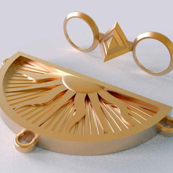 Qifrey Glasses & Medallion (Sunburst Variant) - 3D Model for 3D Printing (Digital Download - STL)