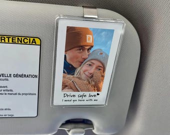 2 Pack Car Visor Photo Holder Clip Picture Frame Magnetic Acrylic Display Horizontal Vertical Fit For Polaroid Wallet Size Photos 3.5 X 2.4 Inch