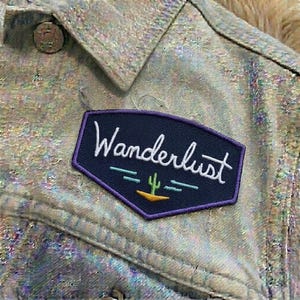 Wanderlust Mountain Patch, Adventure Awaits Embroidered Iron On Applique