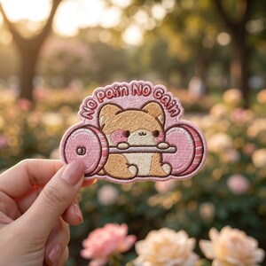 Funny Hamster Lifting Weight Patch, Workout Motivation Iron On Applique