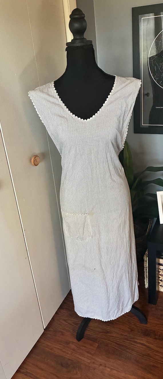 Vintage Striped Apron-Style Housedress – Cottagec… - image 1