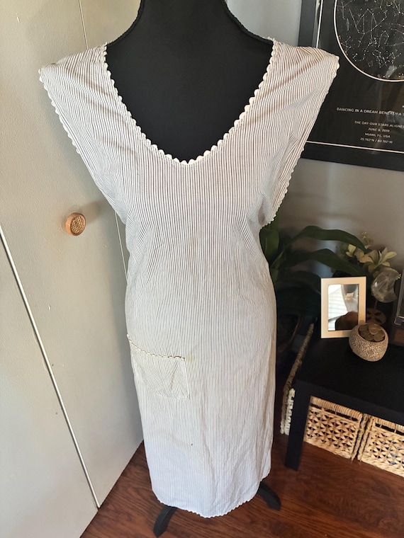 Vintage Striped Apron-Style Housedress – Cottagec… - image 2