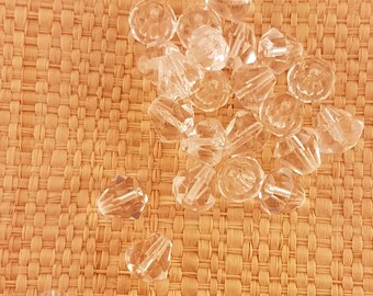 Clear White Teardrop Brazilian made faceted crystal glass beads 9x9mm for your art or jewelry projects (PHG1013)- 10 beads