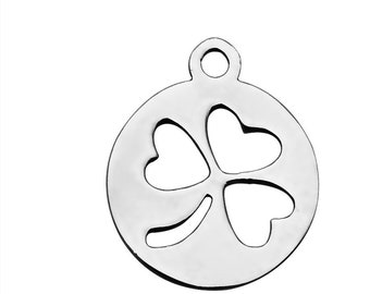 1 Stainless Steel Cloverleaf Disc Charm Non Tarnish 14x12x1mm for your art or jewelry projects (PHSS1074)- ship from Canada- Flat rate