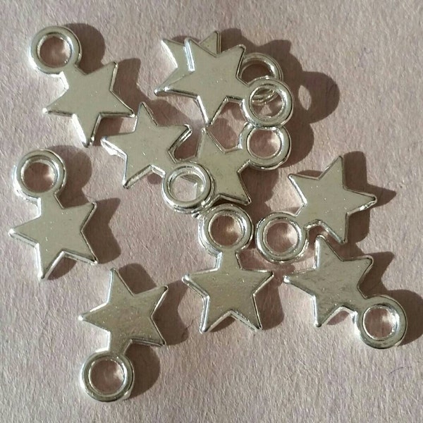 20 Star Charms Pendants Blank Stampings Silver Lead & Cadmium Free 10x8mm for your art or jewelry projects (PHC1015)- ship from Canada