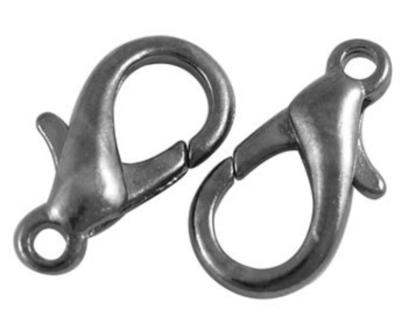 25 Black Gunmetal Lobster Clasps Nickel Free 16x8mm for Your Etsy