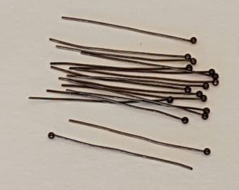 50 Ball Headpins Black Gunmetal 35mm 0.5 inches for your art or jewelry projects (BS1036)- ship from Canada