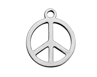 1 Stainless Steel PEACE Charm 14x12x1mm for your art or jewelry projects (PHSS1063)- ship from Canada- Flat rate