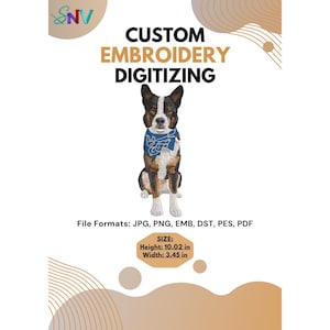 Australian Cattle Dog Embroidery Design, Realistic Standing Pet, Bandana Detail (Digital Download)