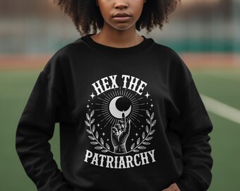 Camiseta "Hex the Patriarchy", camiseta feminista de bruja, mujer empoderada, camiseta gótica, magia lunar, camiseta de protesta, ropa wiccana, antipatriarcado