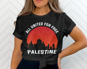 Camiseta «Todos Unidos por una Palestina Libre», Derechos Palestinos, Horizonte de Palestina, Palestina Libre, Camiseta de Apoyo a Palestina, Sudadera sin Mangas