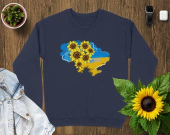 Oekraïne kaart zonnebloem, Oekraïne trots, bloemen Oekraïne shirt, Oekraïne ondersteuningst-shirt, standaard met Oekraïne uniseks T-shirt, tanktop of sweater