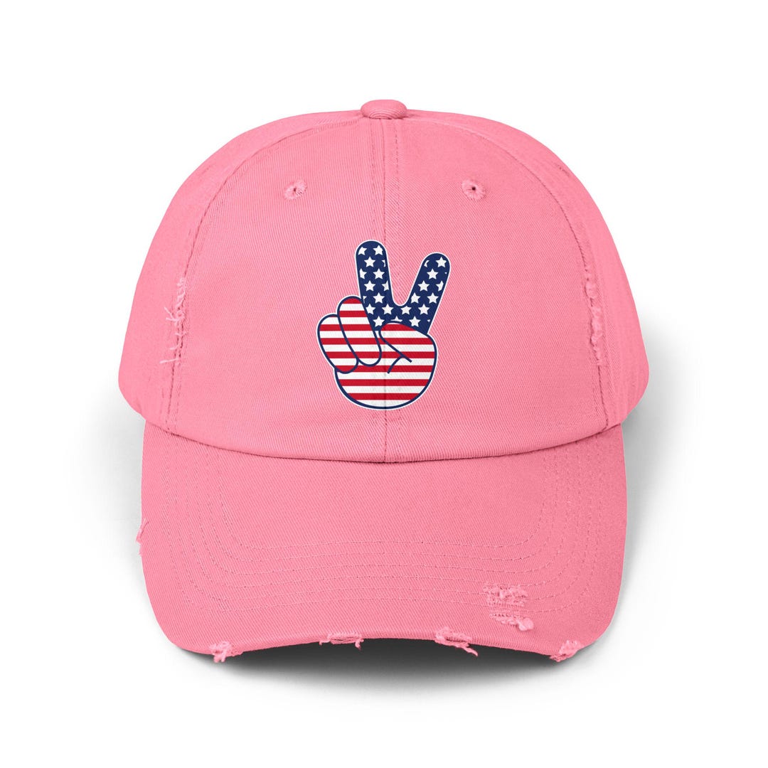 Peace Sign Caps American Flag Peace Sign Cap | Distressed Patriotic Hat - Etsy