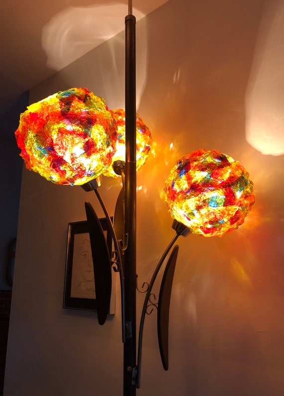 Mid Century Danish Modern Tension Pole Lamp With Three Multi Etsy