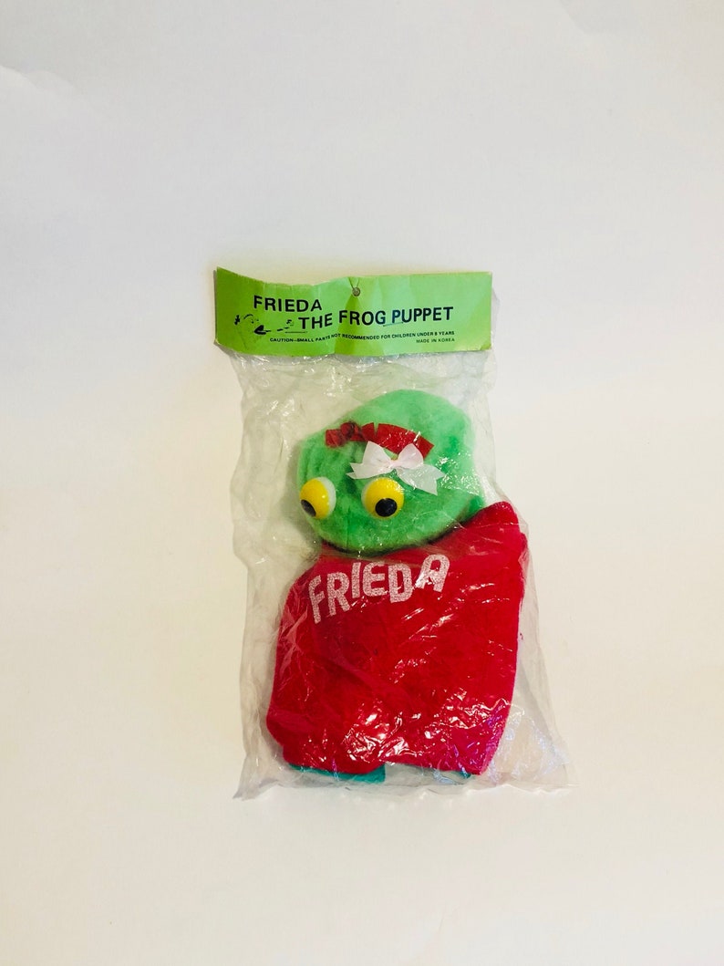 Frog Toy Vintage Frieda the Frog Hand Puppet in Original Packaging Dead Stock