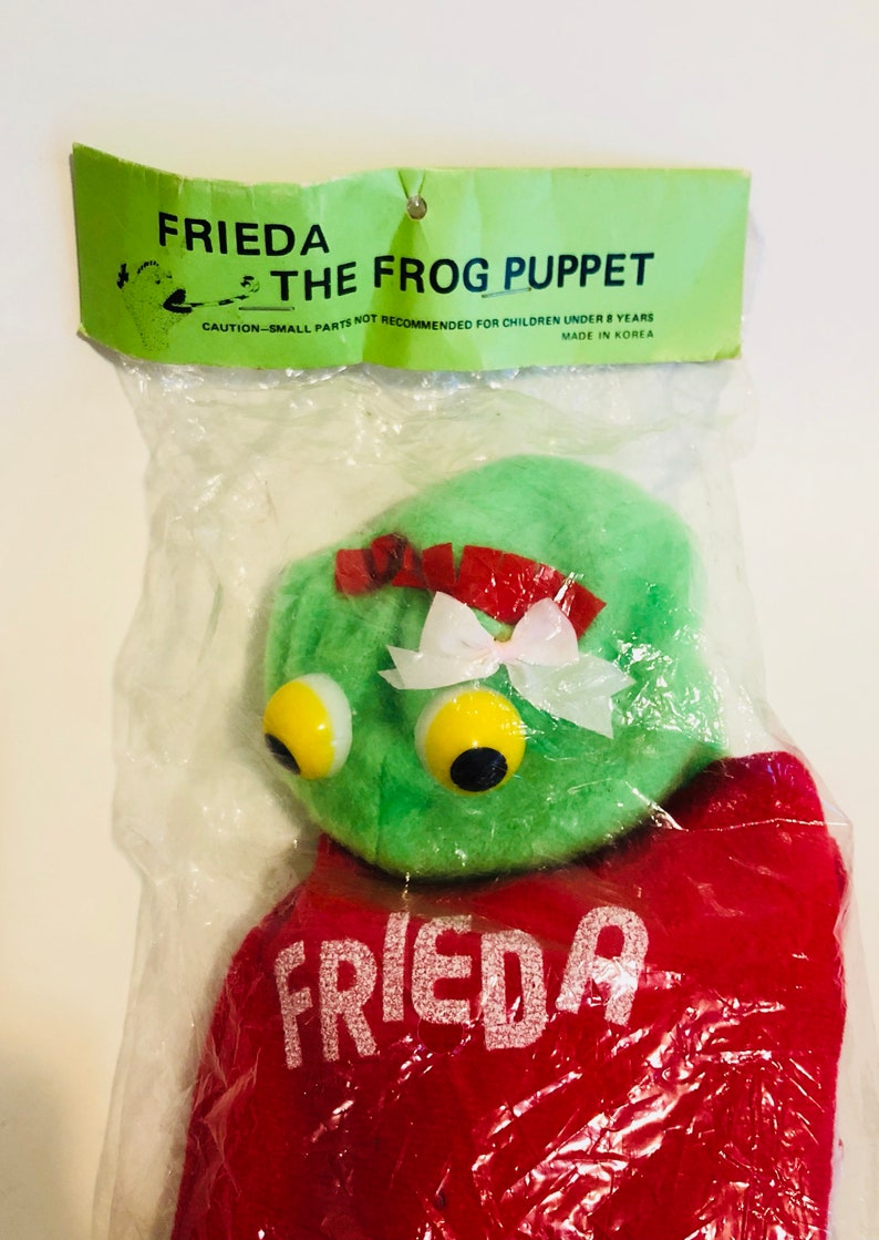Frog Toy Vintage Frieda the Frog Hand Puppet in Original Packaging Dead Stock