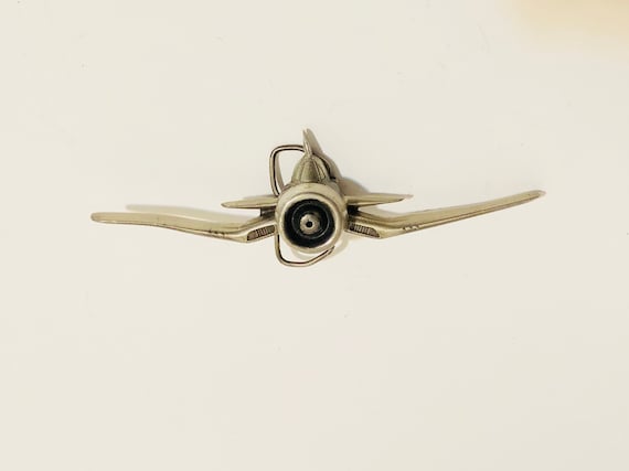 Vintage 1979 Bergamot Brass Works Corsair Airplane Belt Buckle P 39 Rare Buckle Collectible