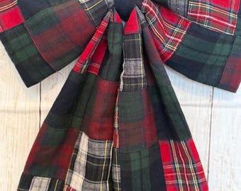 Grande fiocco in tessuto per ghirlanda da porta - Flanella patchwork - Atmosfere natalizie Ralph Lauren