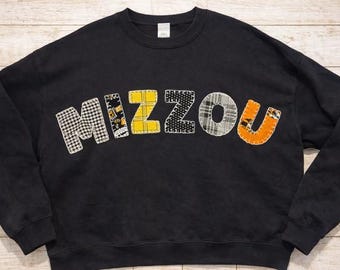 College | High School | Team Custom Hand Cut and Sewn Patchwork Sweatshirt - Mizzou