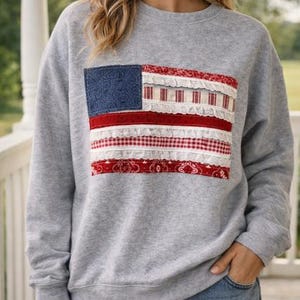 Sweat-shirt drapeau américain en patchwork | Style vintage américain