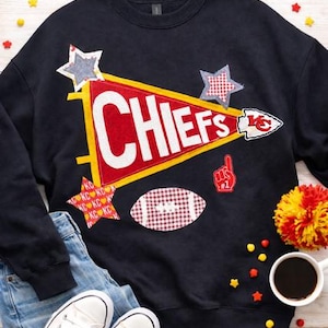 Unique & Custom Team Pennant Sweatshirt | Patchwork Handstitched and designed | College or High School Available