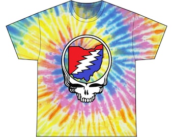 Steal Your Face SYF Ohio Tie Dye Grateful Dead Tee - Unisex, Festival Wear, Concert T-Shirt, Bohemian Style, Casual Summer Top