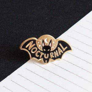 Bat Enamel Pin -  Gothic Black Nocturnal vampire spooky Halloween metal badge