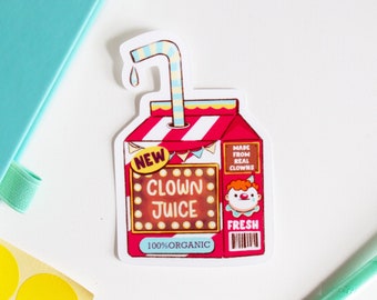 Clown Juice Box Sticker - Halloween Die Cut sticker - Spooky sticker