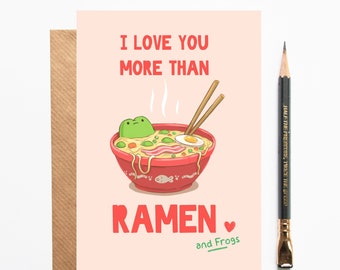 Niedliche Ramen Frosch Valentinstag Karte - Humor lustige Liebeskarte für Sie Ihn