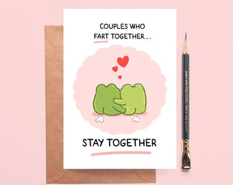 Cute Frog Valentine's Card -  humour funny love card for her him couple