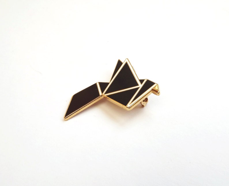 Bird Pin Enamel Black Brooch Gift image 4