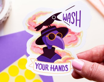 Plague Doctor Sticker - Wash your hands - die cut vinyl sticker