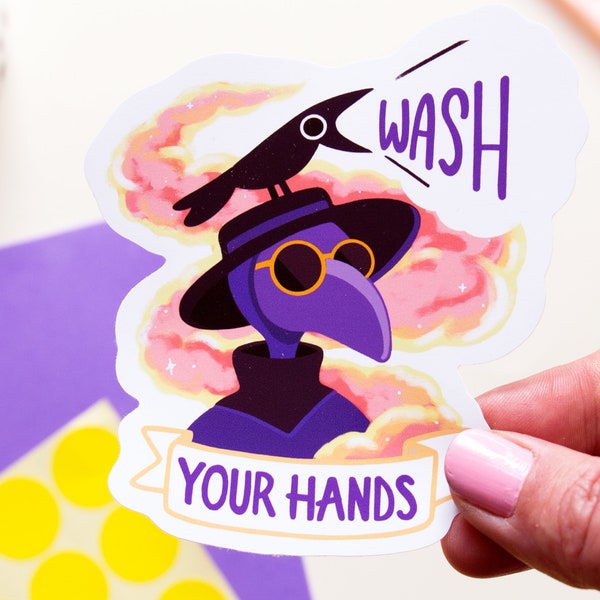 Plague Doctor Sticker - Wash your hands - die cut vinyl sticker