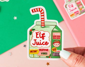 Christmas Juice Box Sticker - Elf Juice Festive vinyl Die Cut sticker - Holiday sticker Funny stocking gift