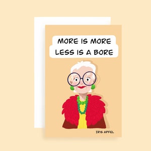 Carte de voeux Iris Apfel - Illustration de mode - citation art vogue - icône de style femmes célèbres