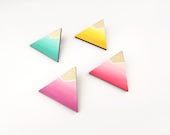 Triangle Brooch Neon Dip Dye Geometric - Mountain Range