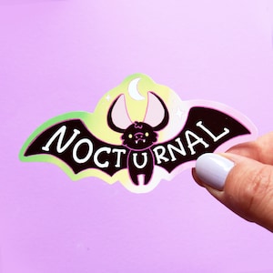 Cute Bat Spooky Sticker - Halloween Nocturnal -  Rainbow Pastel Goth Gift