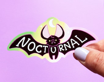 Cute Bat Spooky Sticker - Halloween Nocturnal -  Rainbow Pastel Goth Gift