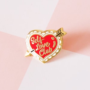 Self Love Club Heart Enamel Pin: Positive Affirmation Gift
